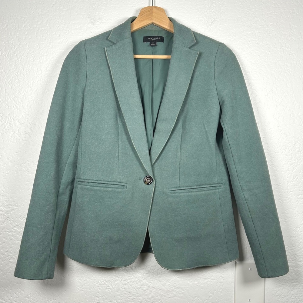 Ann Taylor Sage Green Blazer Petite Career Jacket Size 00P